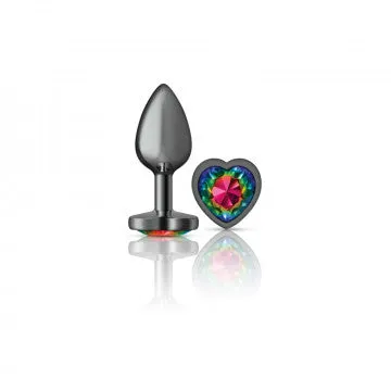 Anal Viben Cheeky Charms Heart Rainbow Small Gunmetal Butt Plug