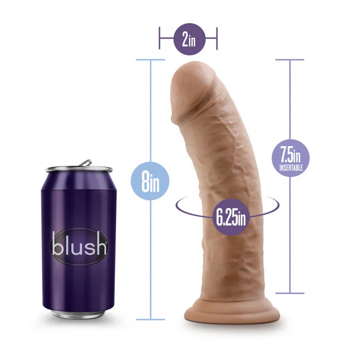 Dildos | Au Naturel - 8 Inch  With Suction Cup -  Mocha - Blush Novelties
