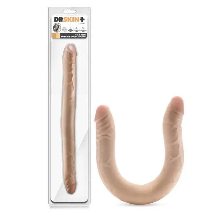 Dildos | Blush Dr. Skin Plus - 16.5 Posable Double Dong - Beige Dildos | Blush Dr. Skin Plus - 16.5 Posable Double Dong - Beige
