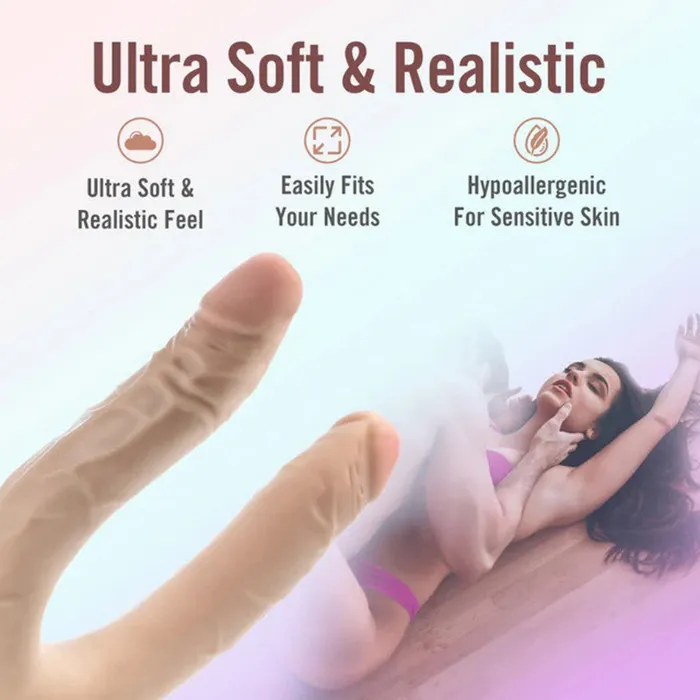 Dildos | Blush Dr. Skin Plus - 16.5 Posable Double Dong - Beige Dildos | Blush Dr. Skin Plus - 16.5 Posable Double Dong - Beige