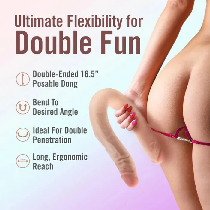 Dildos | Blush Dr. Skin Plus - 16.5 Posable Double Dong - Beige Dildos | Blush Dr. Skin Plus - 16.5 Posable Double Dong - Beige