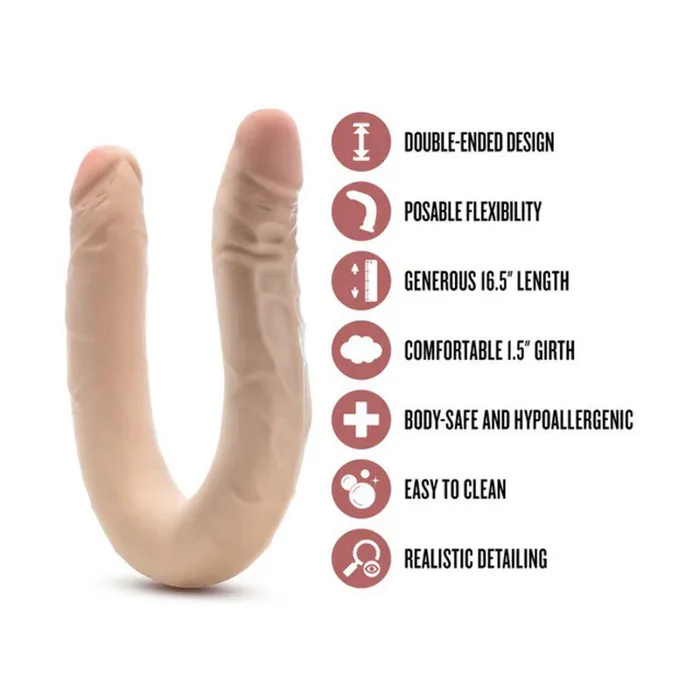 Dildos | Blush Dr. Skin Plus - 16.5 Posable Double Dong - Beige Dildos | Blush Dr. Skin Plus - 16.5 Posable Double Dong - Beige