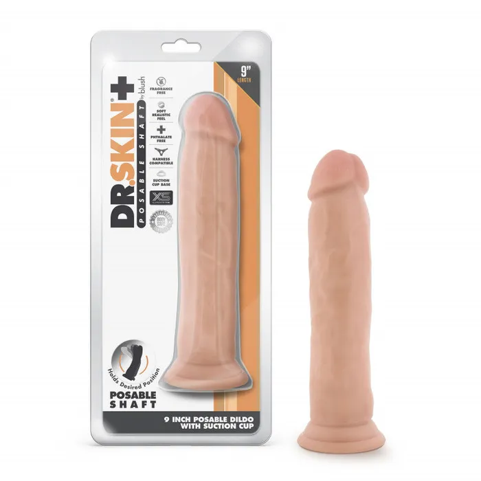 Dildos Dr Skin Plus 9 Inch Posable Thick Vanilla Blush Novelties