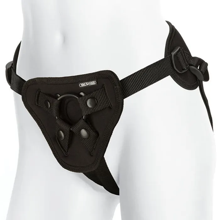 Doc Johnson Female Sex Toys | Vac-U-Lock - Suspender Harness With Plug - Black