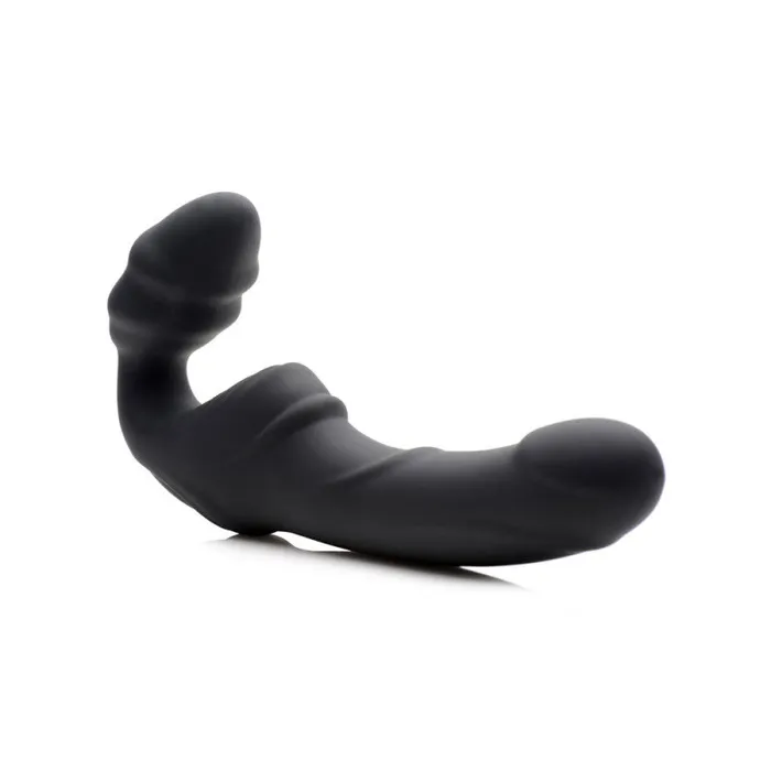 Female Sex Toys | Slim Rider Ribbed Vibrating Silicone Strapless  Strap-On - XR Brands Strap U