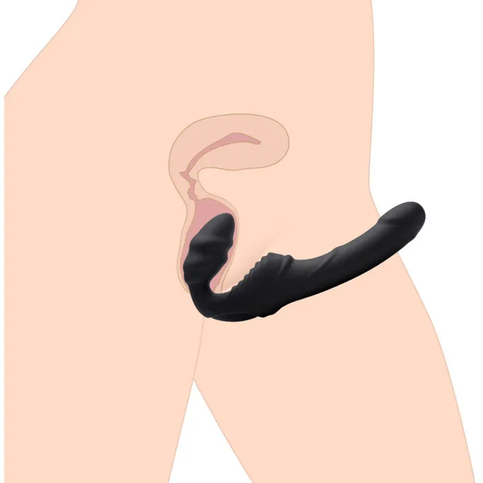 Female Sex Toys | Slim Rider Ribbed Vibrating Silicone Strapless  Strap-On - XR Brands Strap U
