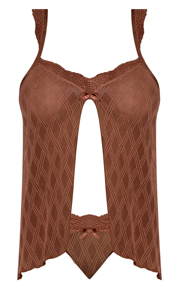(wd)caramel Kiss Babydoll & Th Set Caramel S/m | Magic Silk Lingerie Female Sex Toys